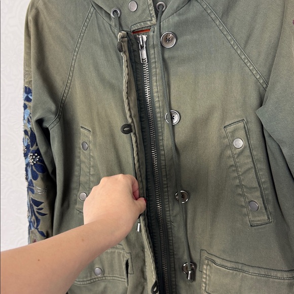 Free People Follow Me Close Olive Utility Jacket Small Hooded Military Coat - Picture 7 of 12
